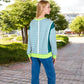 Striped Crew Neck Sweatshirt with Contrast Sleeves