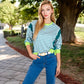 Striped Crew Neck Sweatshirt with Contrast Sleeves