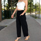 Wide-Leg Elastic Waist Pants with Side Pockets