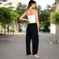 Wide-Leg Elastic Waist Pants with Side Pockets