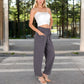 Wide-Leg Elastic Waist Pants with Side Pockets