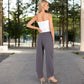 Wide-Leg Elastic Waist Pants with Side Pockets