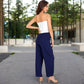 Wide-Leg Elastic Waist Pants with Side Pockets