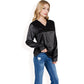 Satin Long Sleeve V-Neck Blouse with Cuffed Sleeves