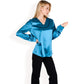 Satin Long Sleeve V-Neck Blouse with Cuffed Sleeves