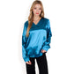 Satin Long Sleeve V-Neck Blouse with Cuffed Sleeves
