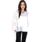 Satin Long Sleeve V-Neck Blouse with Cuffed Sleeves