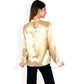 Satin Long Sleeve Blouse with High Neck and Puff Sleeves