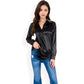 Satin Button-Up Blouse with Collared Neck and Long Sleeves
