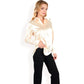 Satin Button-Up Blouse with Collared Neck and Long Sleeves
