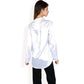 Satin Button-Up Blouse with Collared Neck and Long Sleeves