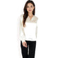 Satin V-Neck Blouse with Long Sleeves