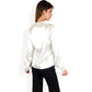Satin V-Neck Blouse with Long Sleeves