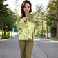 Satin Button-Up Shirt with Collar and Flared Cuffs