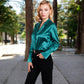 Satin Button-Up Shirt with Collar and Flared Cuffs