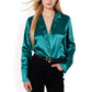Satin Button-Up Shirt with Collar and Flared Cuffs