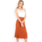 Satin Midi Skirt With A-Line Silhouette And Elastic Waistband