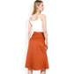 Satin Midi Skirt With A-Line Silhouette And Elastic Waistband