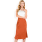 Satin Midi Skirt With A-Line Silhouette And Elastic Waistband