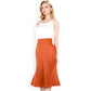 Satin Midi Skirt With A-Line Silhouette And Elastic Waistband