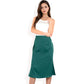 Satin Midi Skirt With A-Line Silhouette And Elastic Waistband