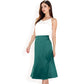Satin Midi Skirt With A-Line Silhouette And Elastic Waistband
