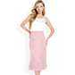 Satin Midi Skirt With A-Line Silhouette And Elastic Waistband