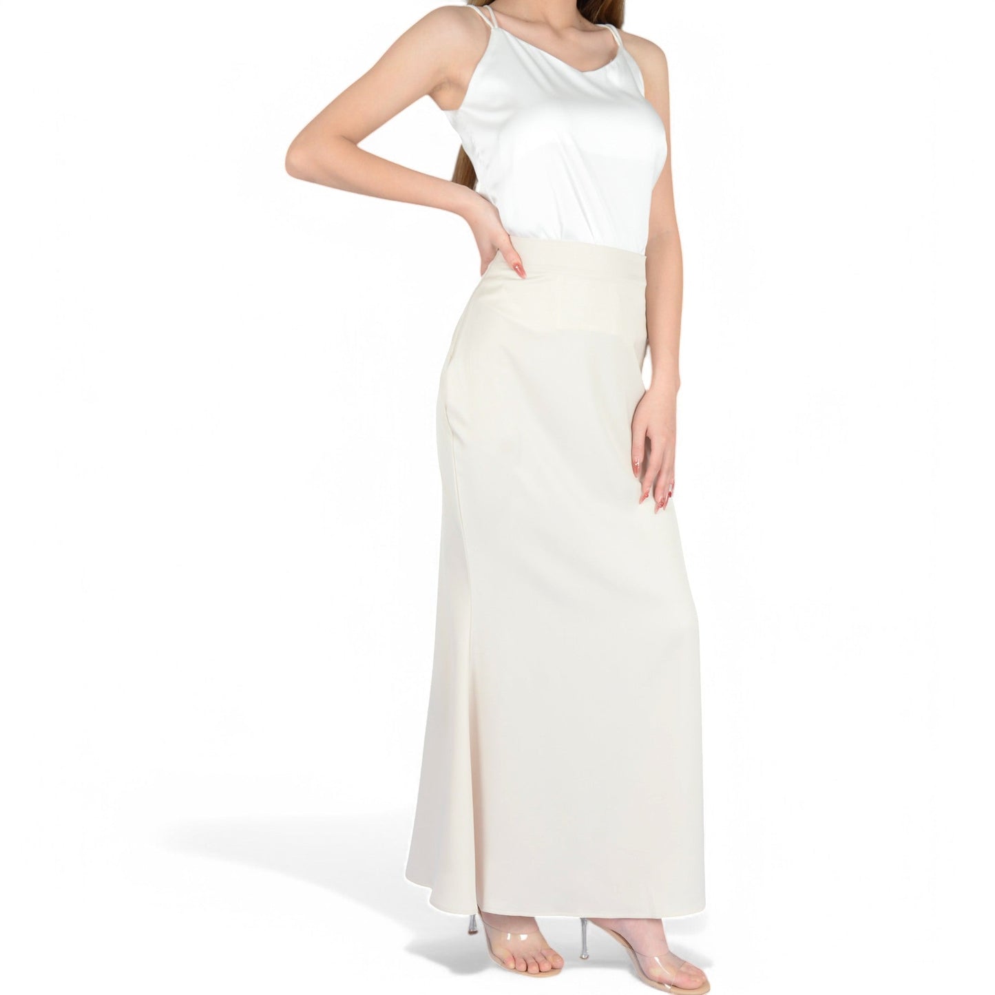 Satin Maxi Skirt With High Waist And Flowing A-Line Design