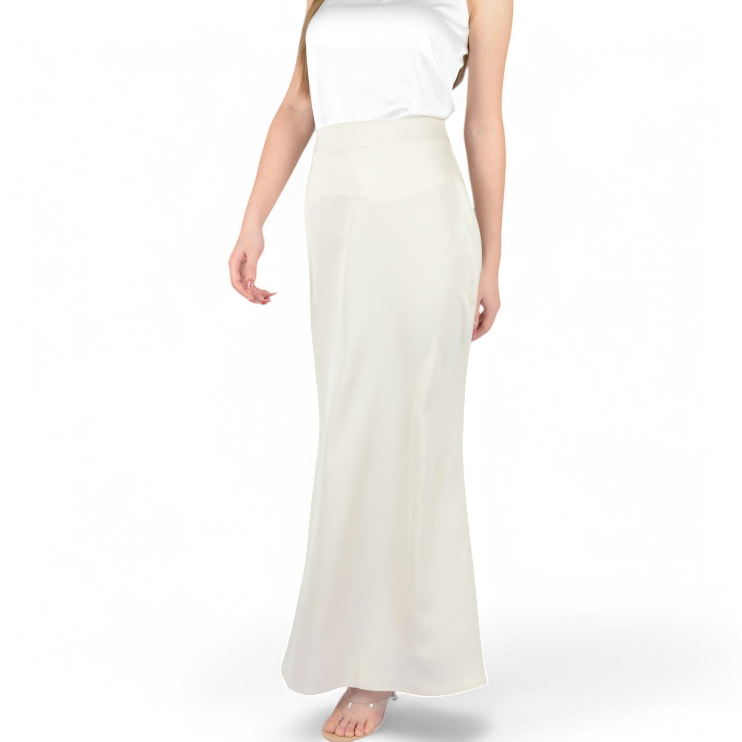 Satin Maxi Skirt With High Waist And Flowing A-Line Design