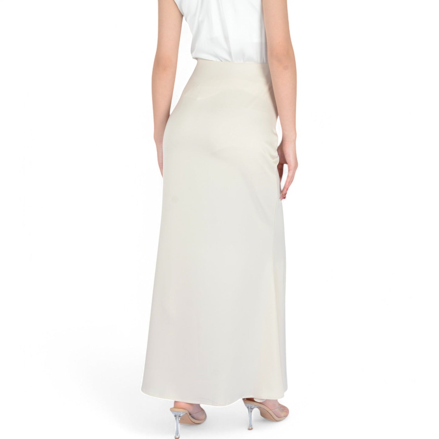 Satin Maxi Skirt With High Waist And Flowing A-Line Design