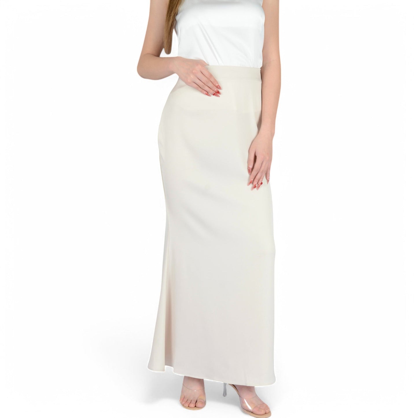 Satin Maxi Skirt With High Waist And Flowing A-Line Design