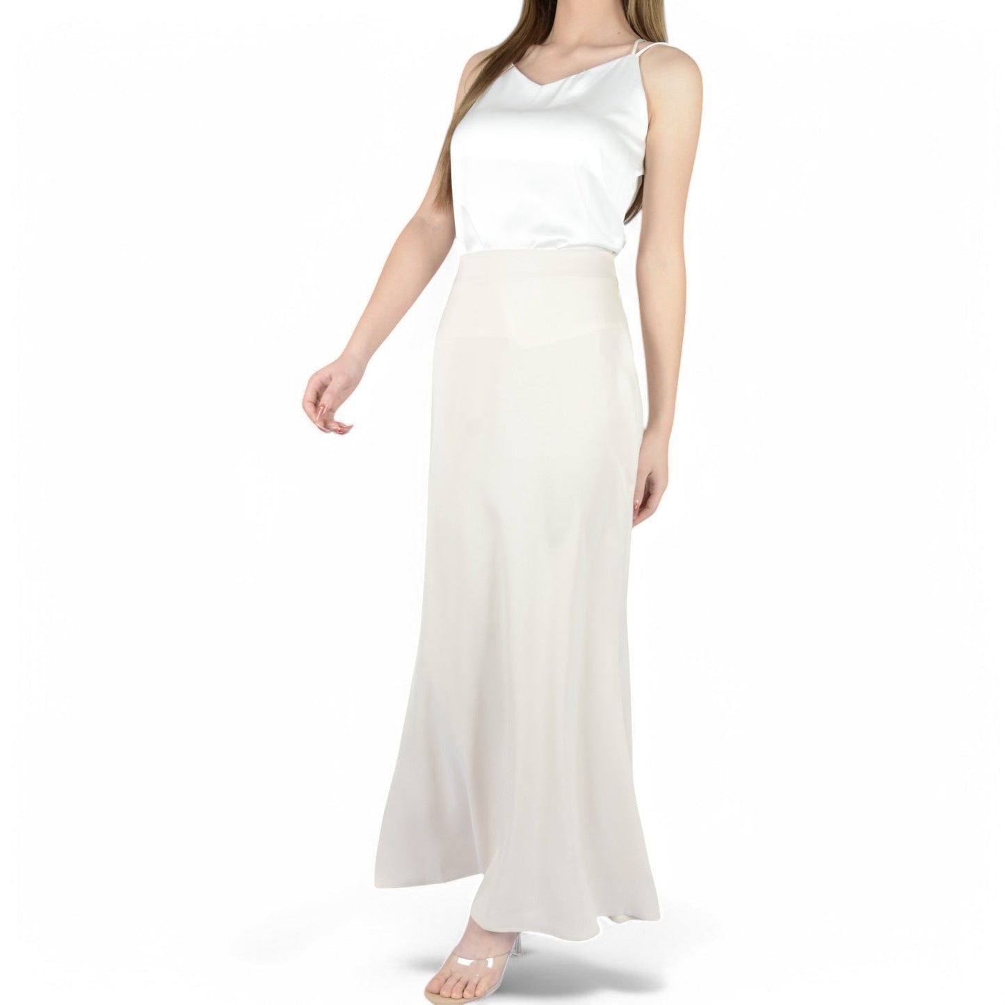 Satin Maxi Skirt With High Waist And Flowing A-Line Design
