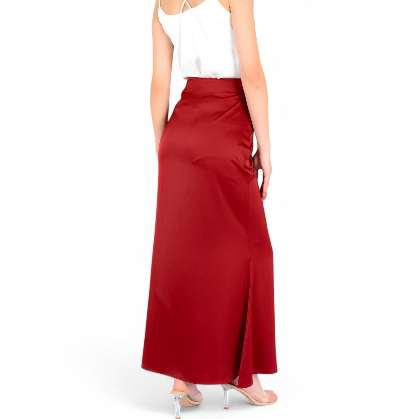 Satin Maxi Skirt With High Waist And Flowing A-Line Design