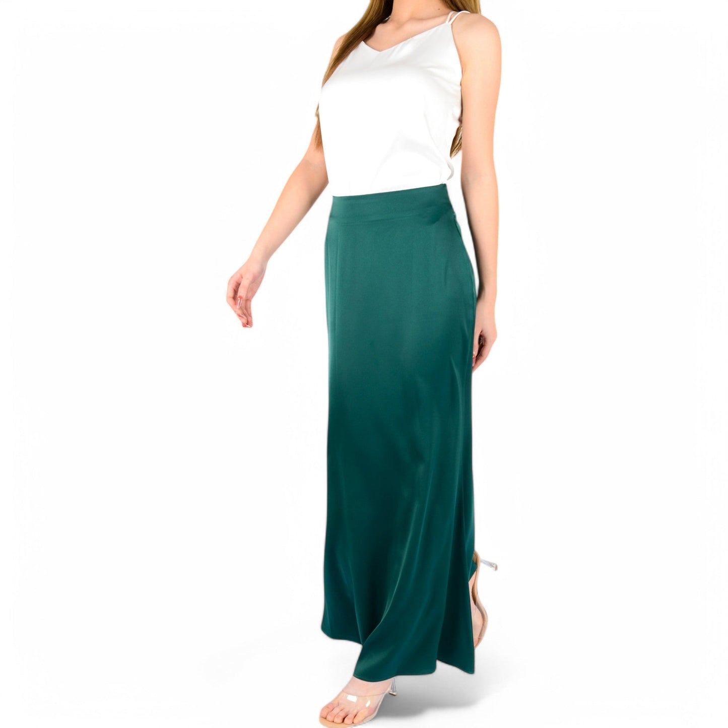 Satin Maxi Skirt With High Waist And Flowing A-Line Design