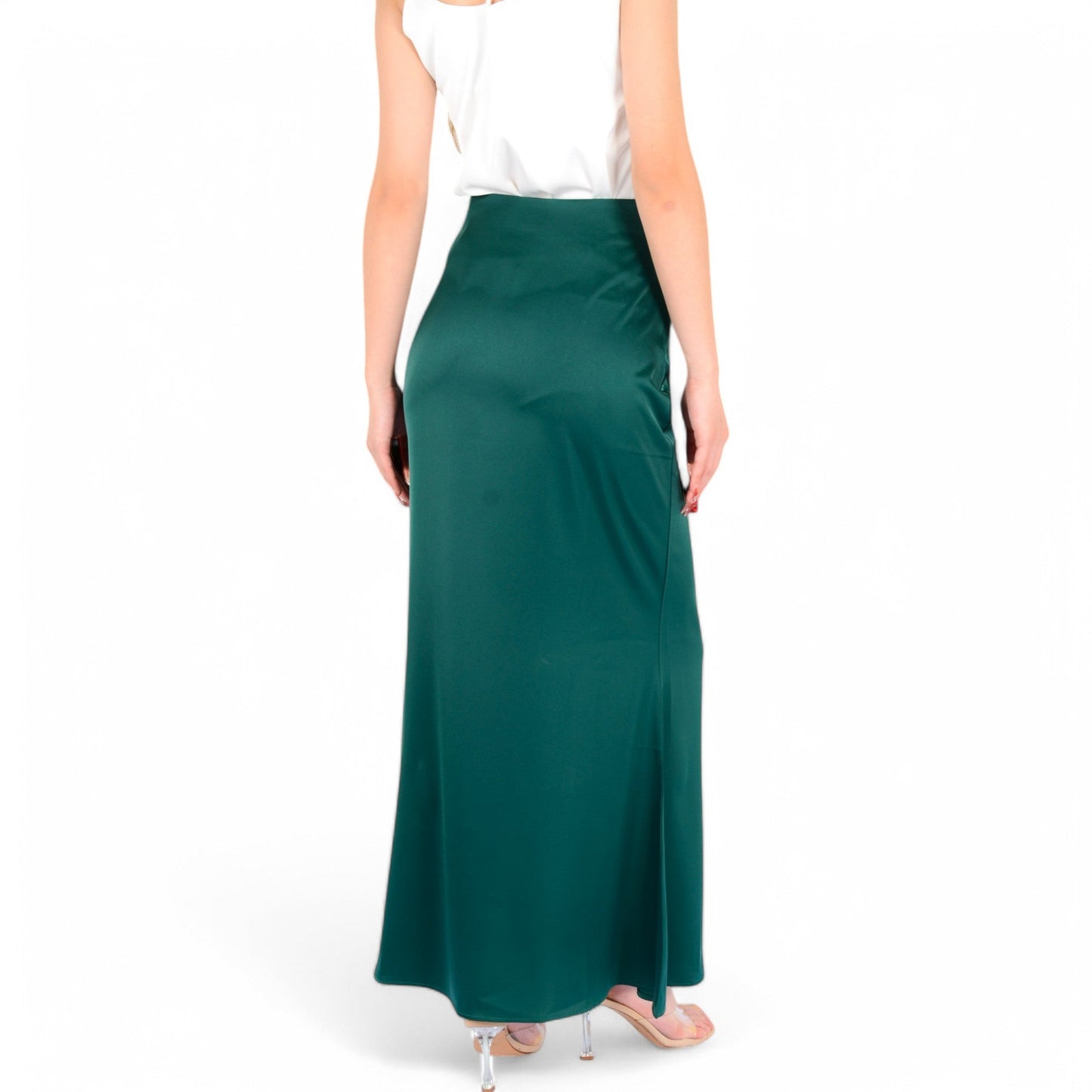 Satin Maxi Skirt With High Waist And Flowing A-Line Design