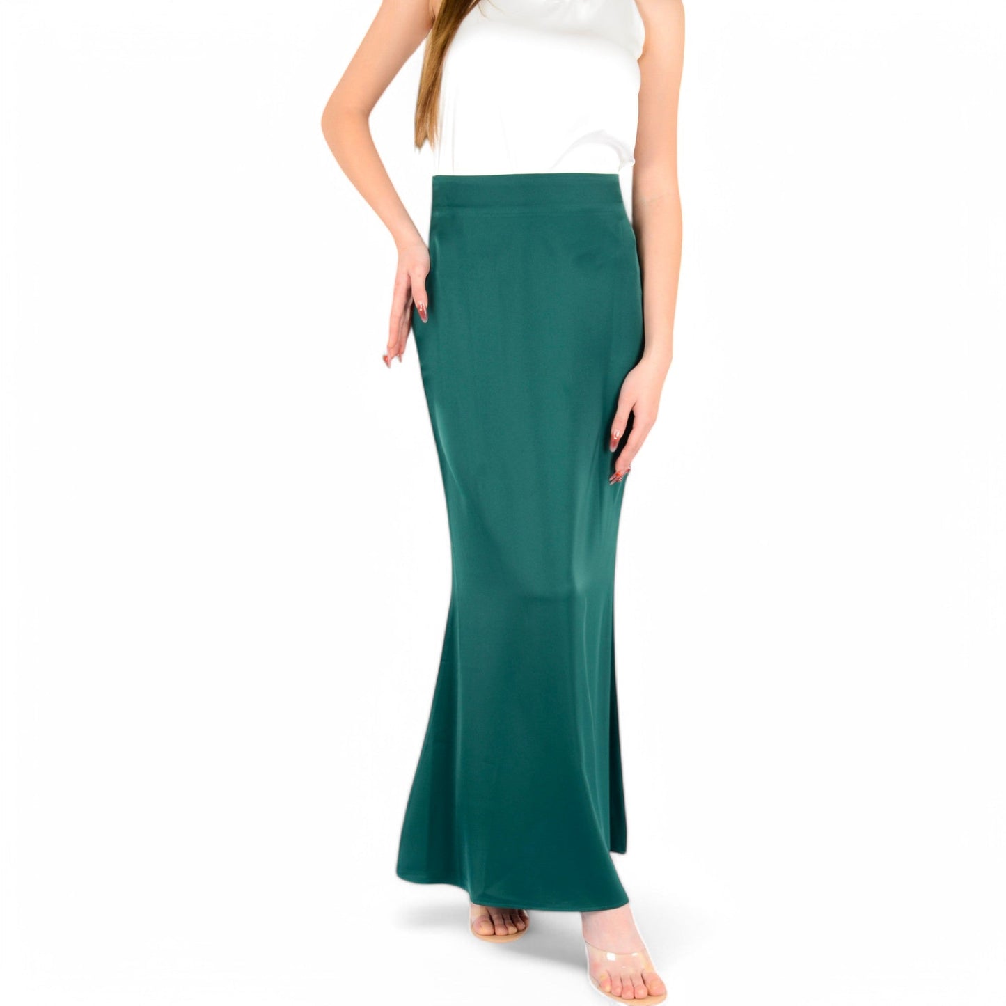 Satin Maxi Skirt With High Waist And Flowing A-Line Design