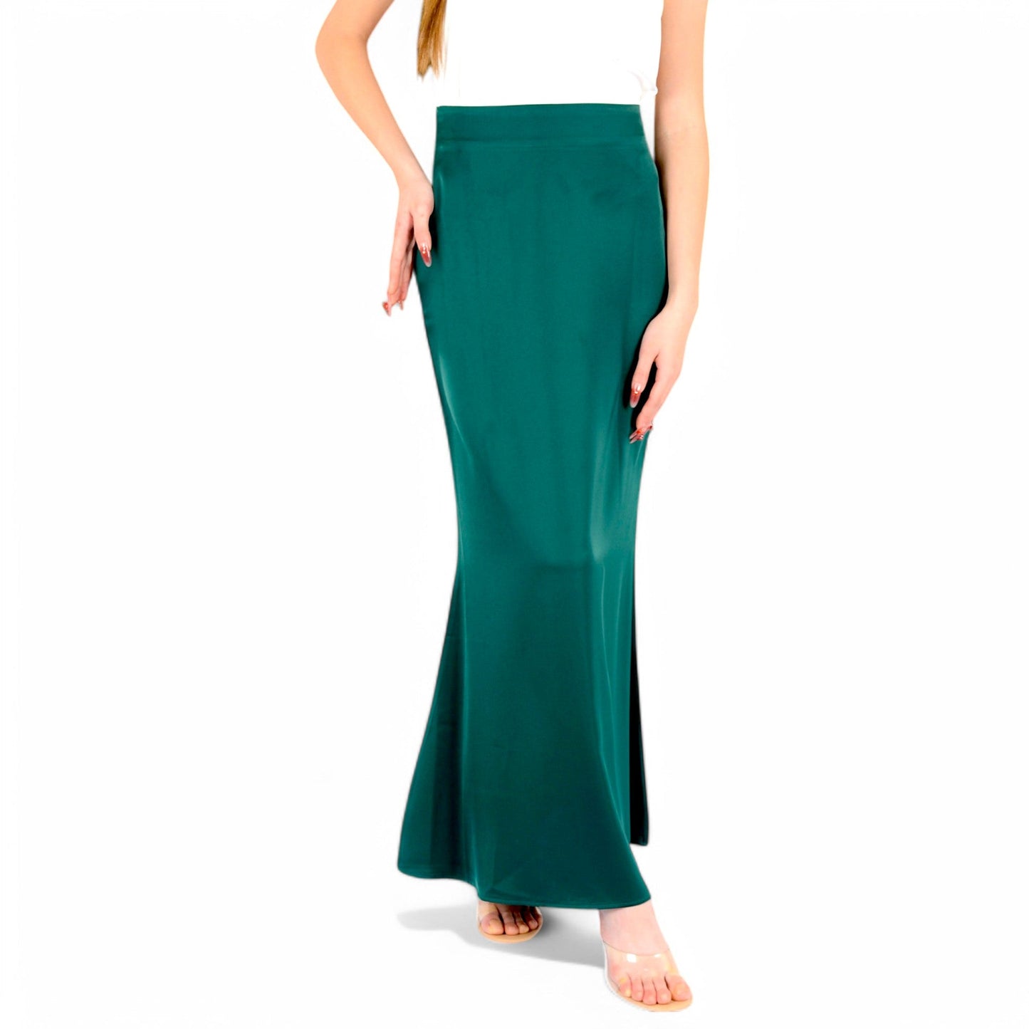 Satin Maxi Skirt With High Waist And Flowing A-Line Design