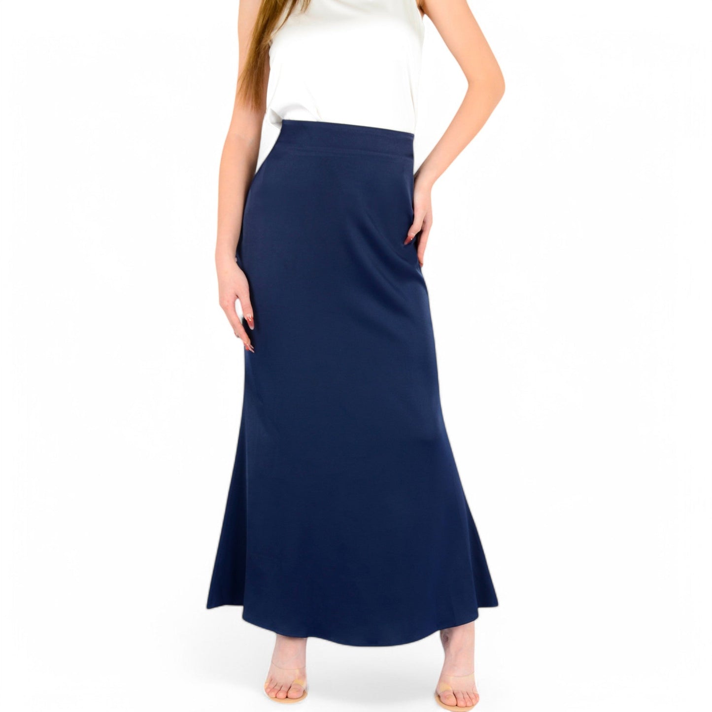 Satin Maxi Skirt With High Waist And Flowing A-Line Design