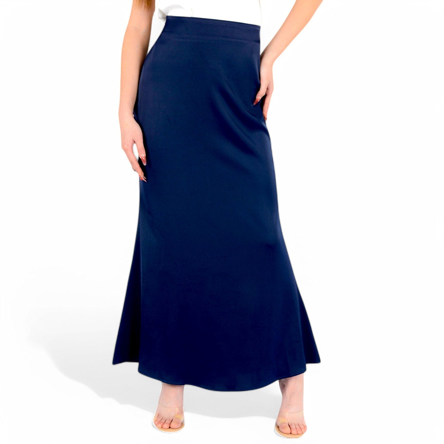 Satin Maxi Skirt With High Waist And Flowing A-Line Design