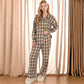 Plaid Lounge Set with Button-Up Shirt and Elastic Waist Pants