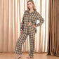 Plaid Lounge Set with Button-Up Shirt and Elastic Waist Pants
