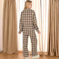 Plaid Lounge Set with Button-Up Shirt and Elastic Waist Pants