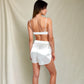 Satin 3-Piece Loungewear Set with Lace Trim Robe, Bralette, and Shorts