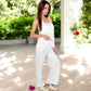 Ribbed Knit Lounge Set with Sleeveless Top and Wide-Leg Pants