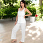 Ribbed Knit Lounge Set with Sleeveless Top and Wide-Leg Pants