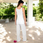 Ribbed Knit Lounge Set with Sleeveless Top and Wide-Leg Pants