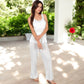 Ribbed Knit Lounge Set with Sleeveless Top and Wide-Leg Pants