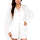 Textured Cotton Pajama Set with Contrast Piping and Button-Up Top