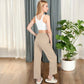 Women's Soft Knit Wide-Leg Pants with Elastic Waistband and Drawstring for Lounge and Casual Wear