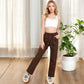 Women's Soft Knit Wide-Leg Pants with Elastic Waistband and Drawstring for Lounge and Casual Wear